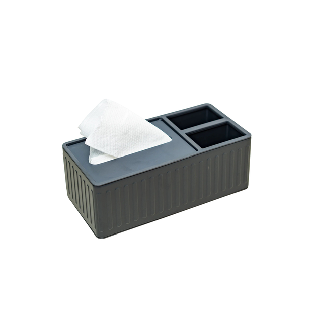 Stainless Steel Tissue Box & Organizer – Charcoal Grey