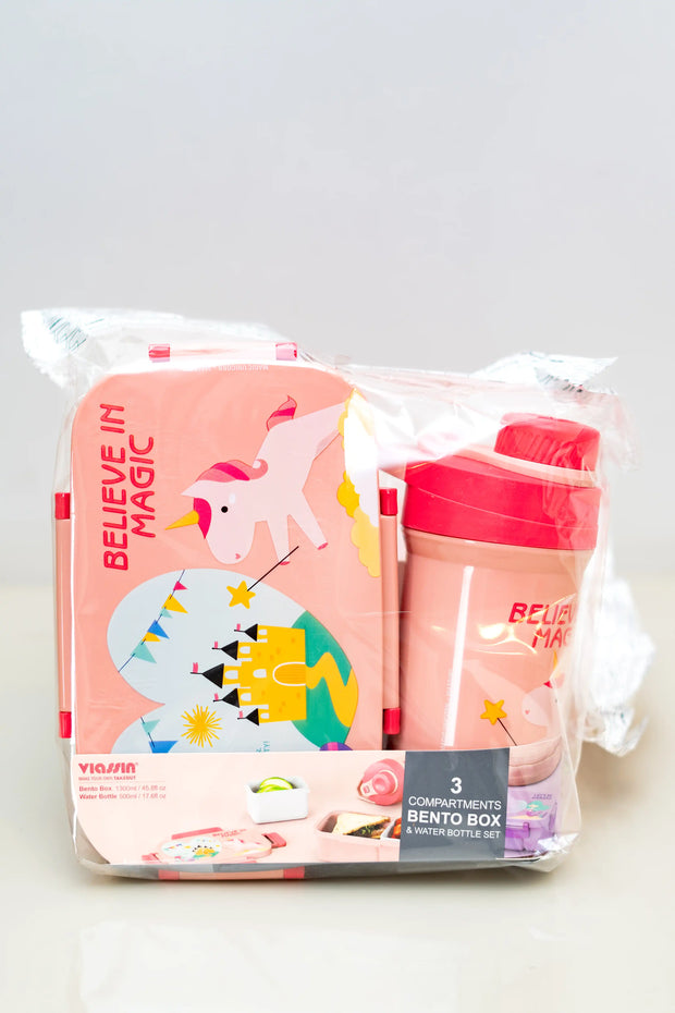Bento Box 3 Compartment & Water Bottle Set