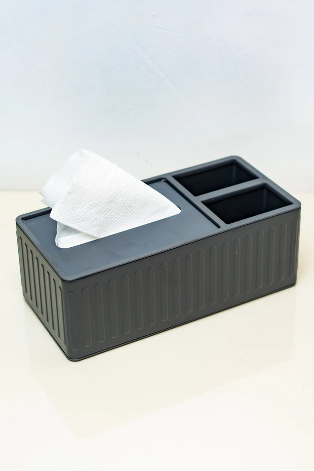 Stainless Steel Tissue Box & Organizer – Charcoal Grey